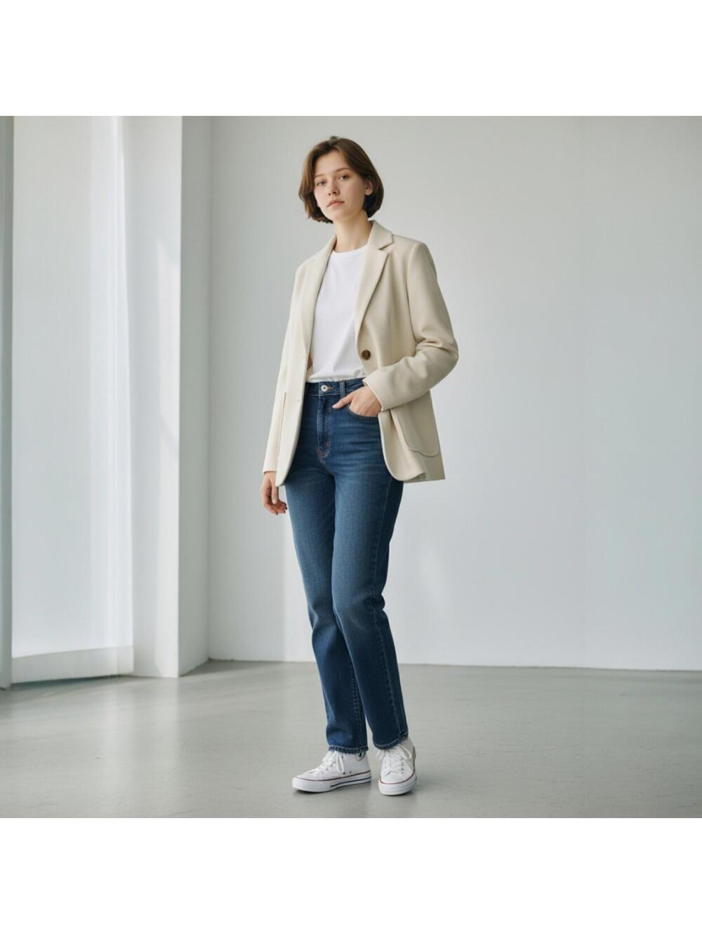 Tonchengsd Women's White Wool Blazer Classic Tailored Fit Suit Jacket New Size M